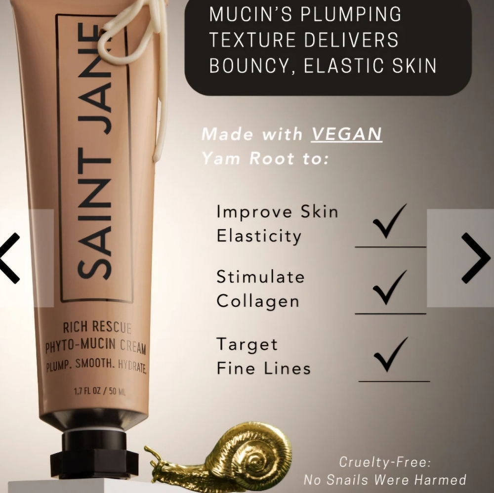 SAINT JANE Rich Rescue Phyto-Mucin Cream Vegan Snail W Niacinamide 1.7oz NEW - Picture 2 of 16